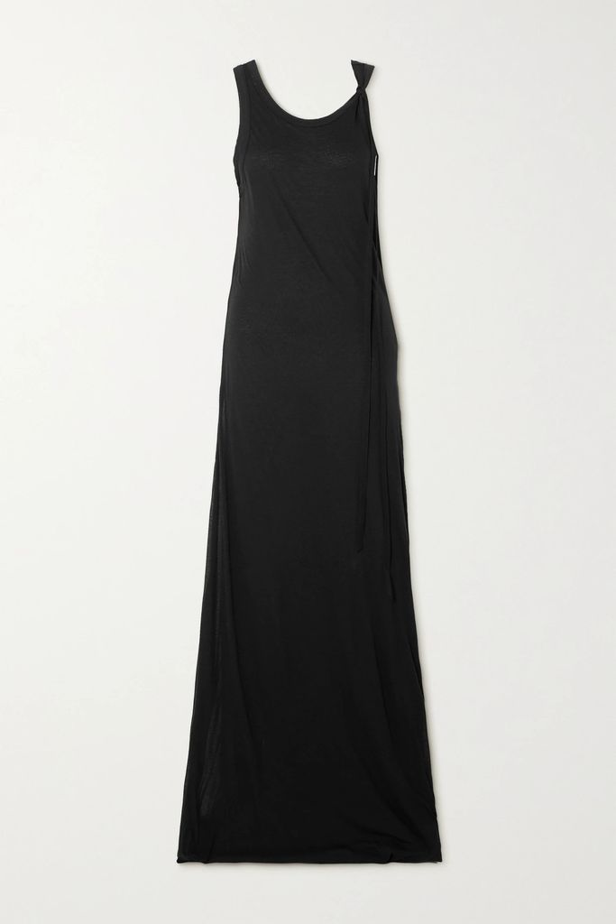 Knotted Cotton-jersey Maxi Dress - Black