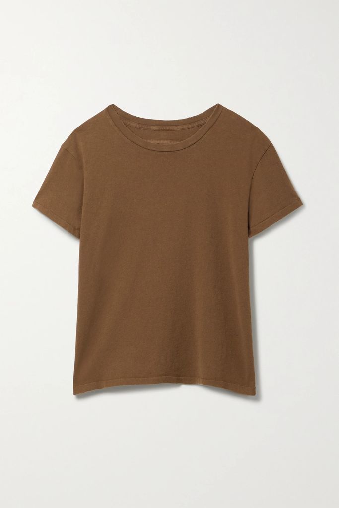 Brady Distressed Cotton-jersey T-shirt - Brown