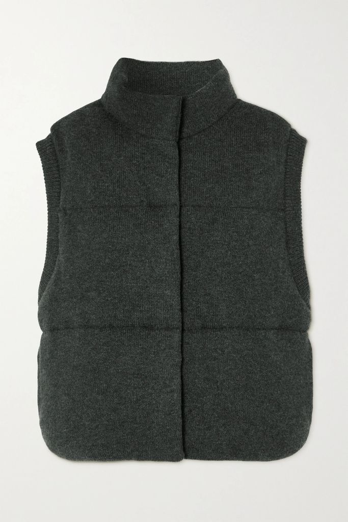 Quilted Organic Cashmere Gilet - Charcoal