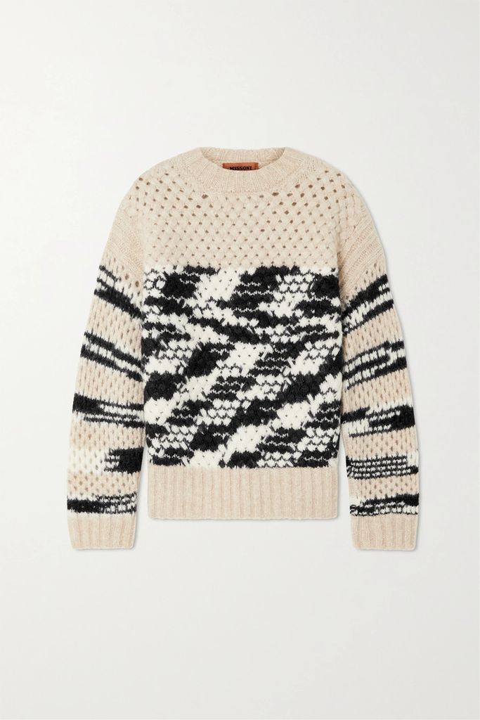 Intarsia Alpaca-blend Sweater - Black