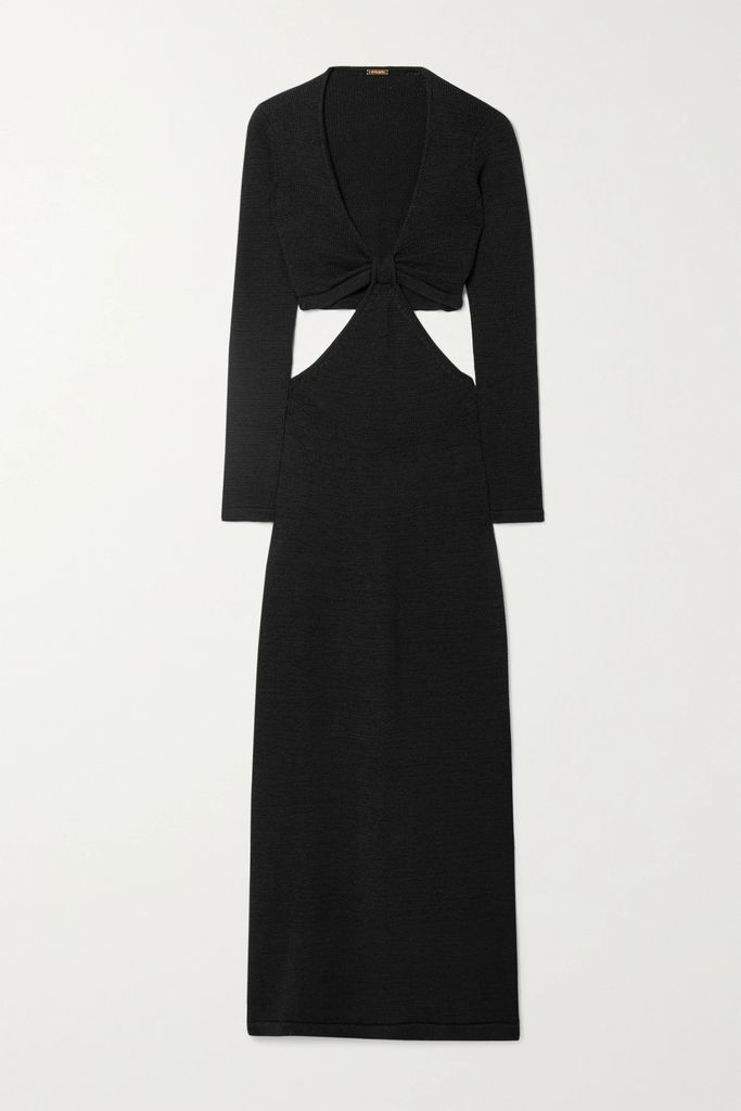 Jana Cutout Cotton-blend Midi Dress - Black