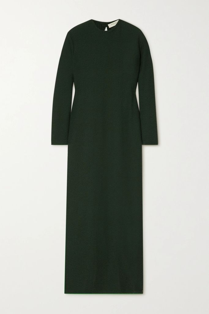 Rhea Textured-wool Maxi Dress - Green