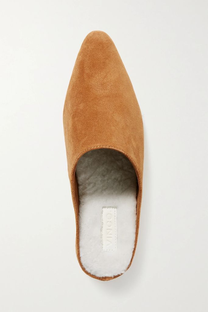 Frost Shearling-lined Suede Slippers - Tan
