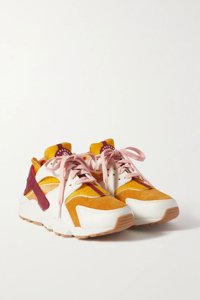 Air Huarache Rubber-trimmed Leather, Suede And Neoprene Sneakers - Off-white