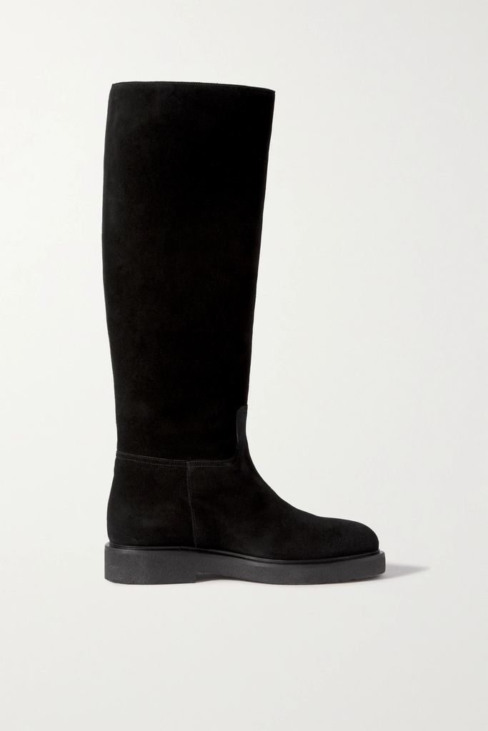 49 Shearling-lined Suede Knee Boots - Black