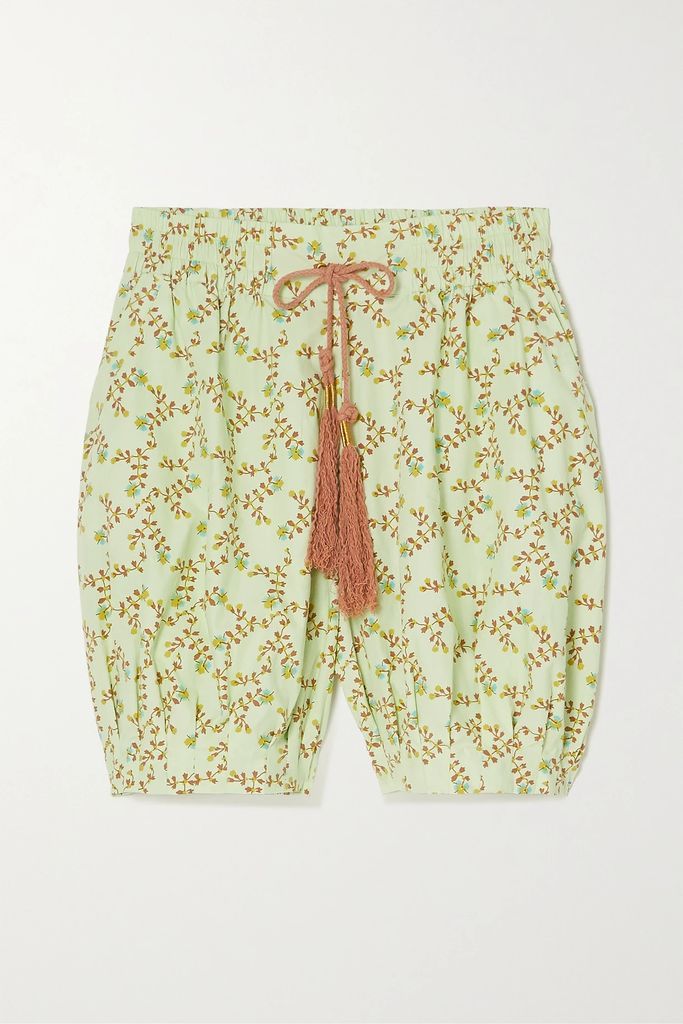 Floral-print Cotton-poplin Shorts - Green