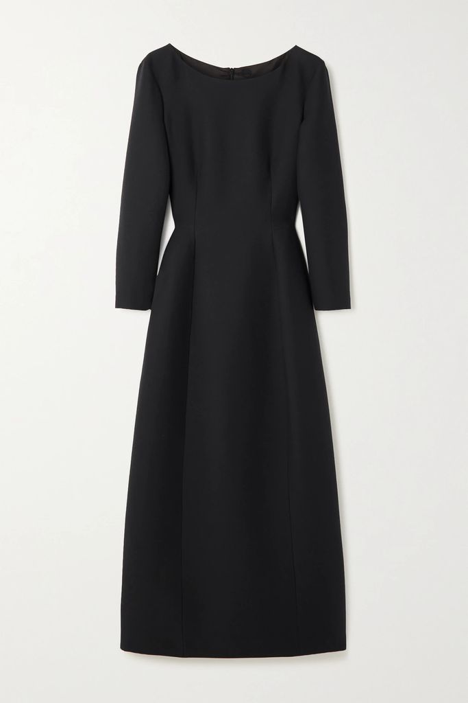 Lilibet Wool And Silk-blend Crepe Midi Dress - Black