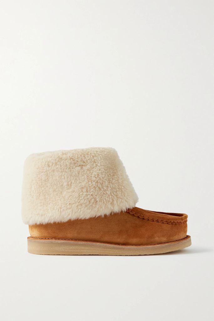 Jessie Shearling-lined Suede Ankle Boots - Tan