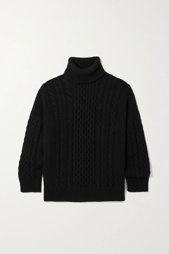 &Daughter - + Net Sustain Annis Cable-knit Wool Turtleneck Sweater - Black