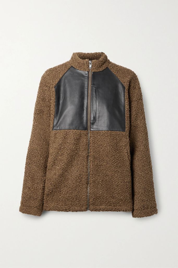 + Net Sustain Narvik Recycled Fleece And Leather Jacket - Brown