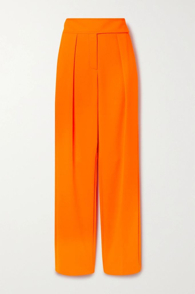 Pleated Crepe Tapered Pants - Bright orange