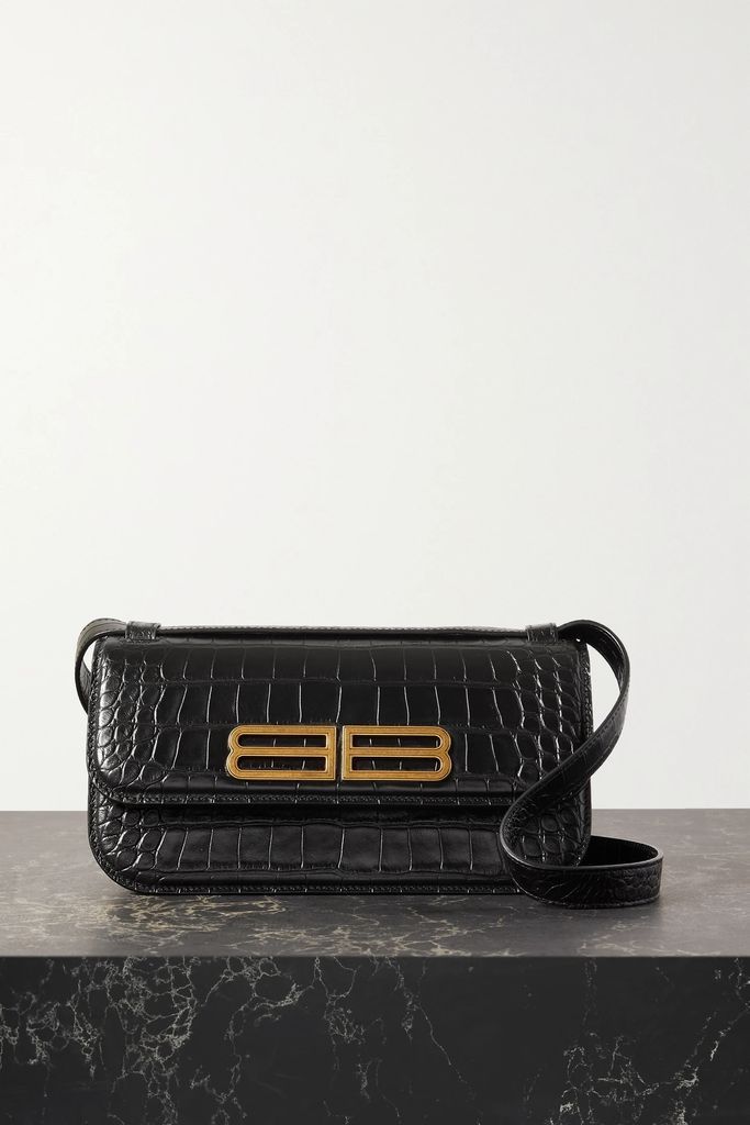 Gossip Small Croc-effect Leather Shoulder Bag - Black