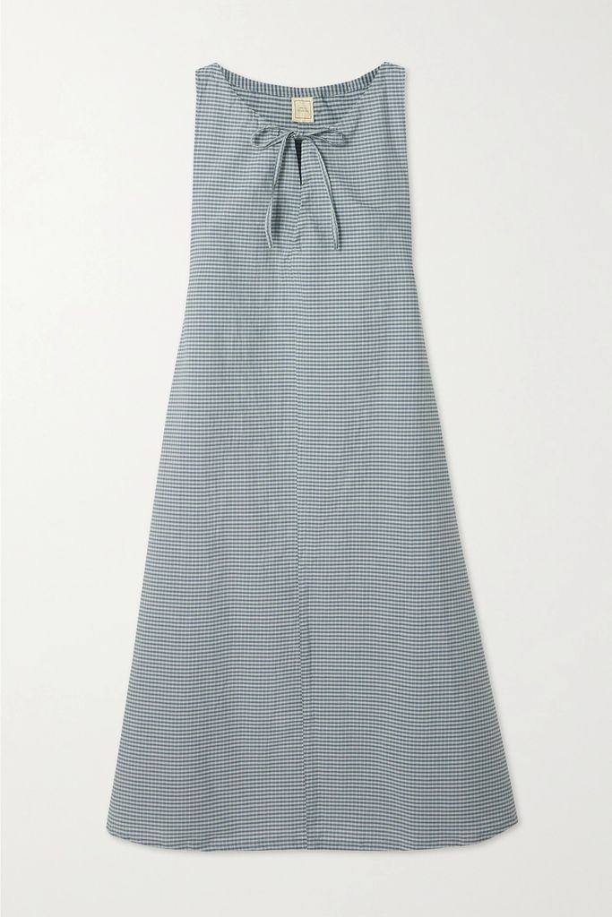 + Net Sustain Gingham Organic Cotton-poplin Midi Dress - Blue