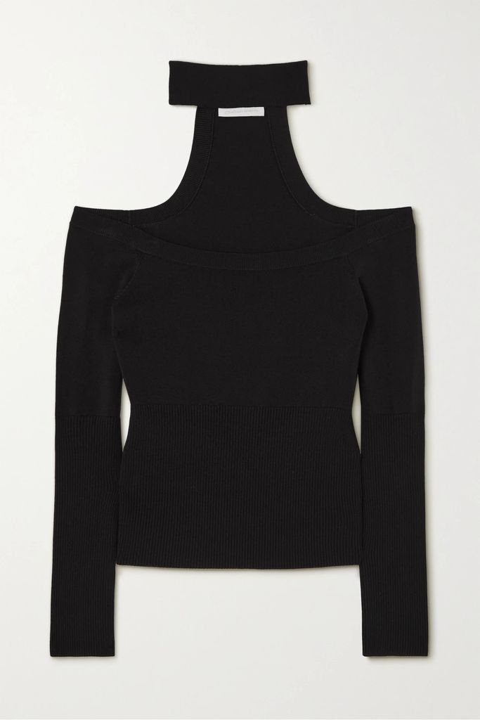 Lila Cutout Ribbed-knit Sweater - Black