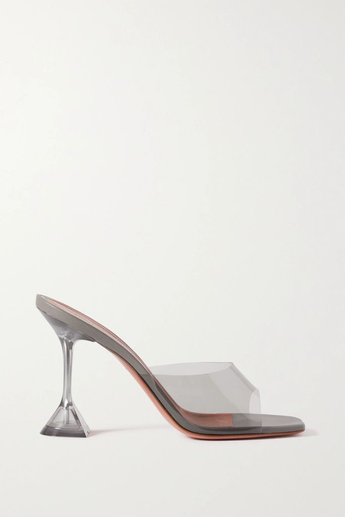 Lupita Glass Pvc And Leather Mules - Gray