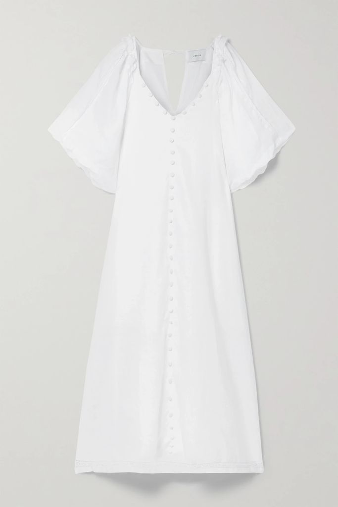 + Net Sustain Gabriella Lace-trimmed Linen Midi Dress - White