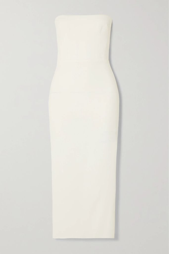 Callan Strapless Crepe Midi Dress - White