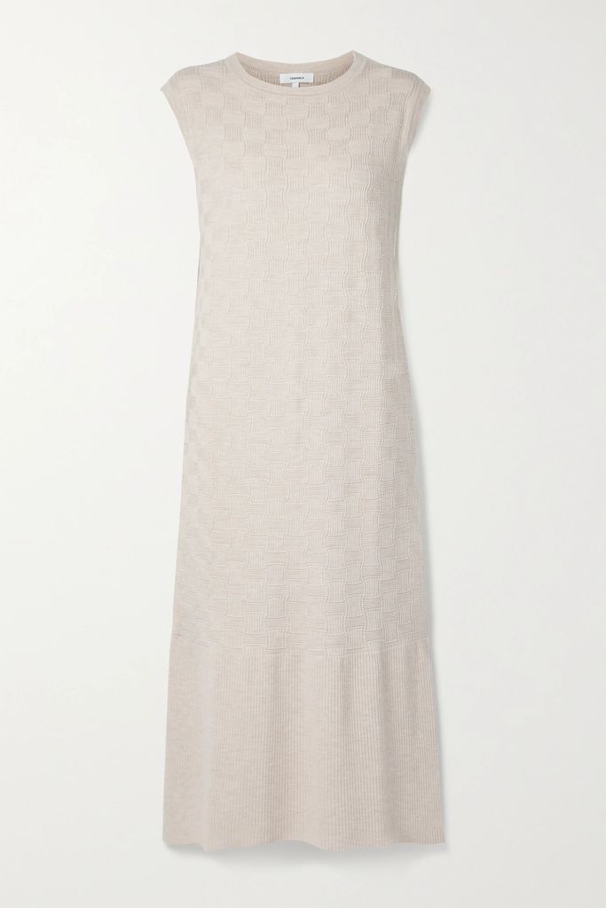 Textured Wool-blend Midi Dress - Ivory
