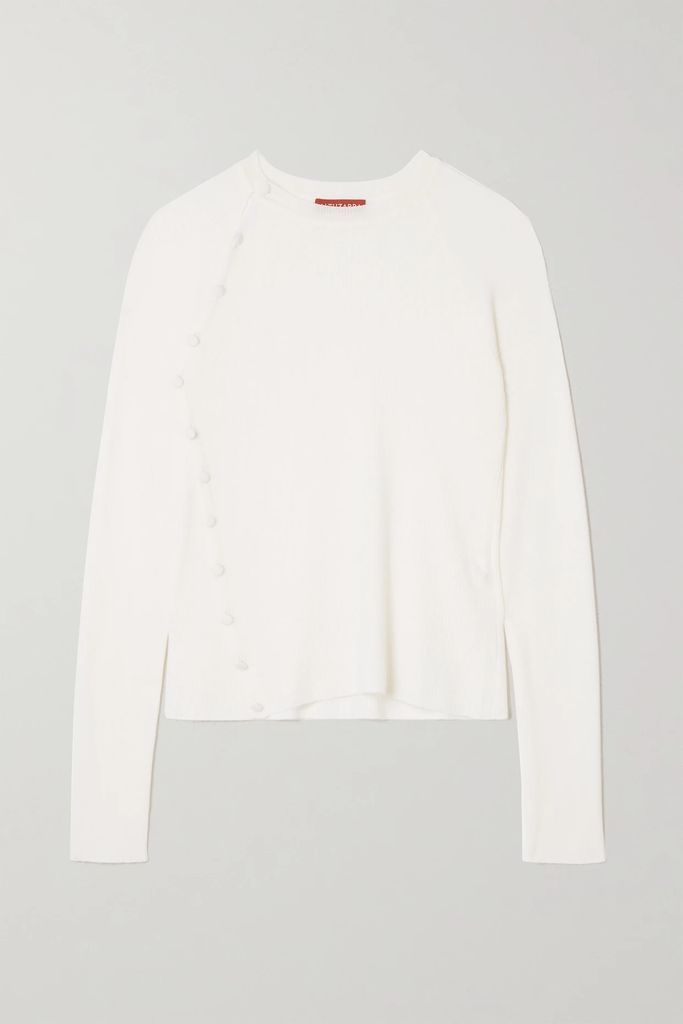 Lucy Button-embellished Ribbed Wool Sweater - Ivory