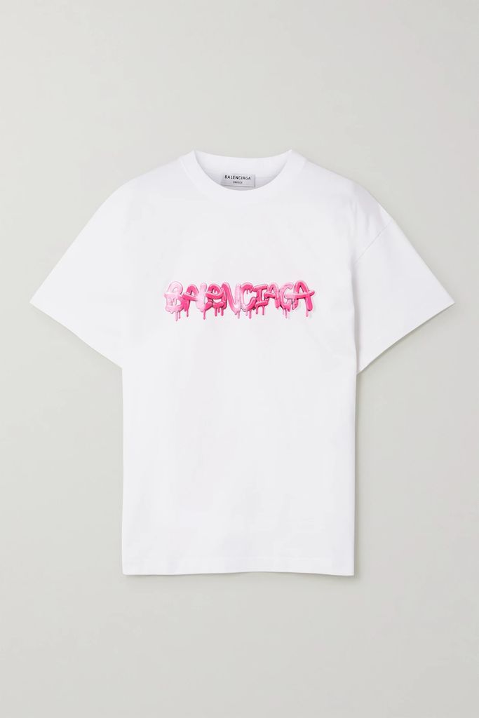 Slime Printed Cotton-jersey T-shirt - White