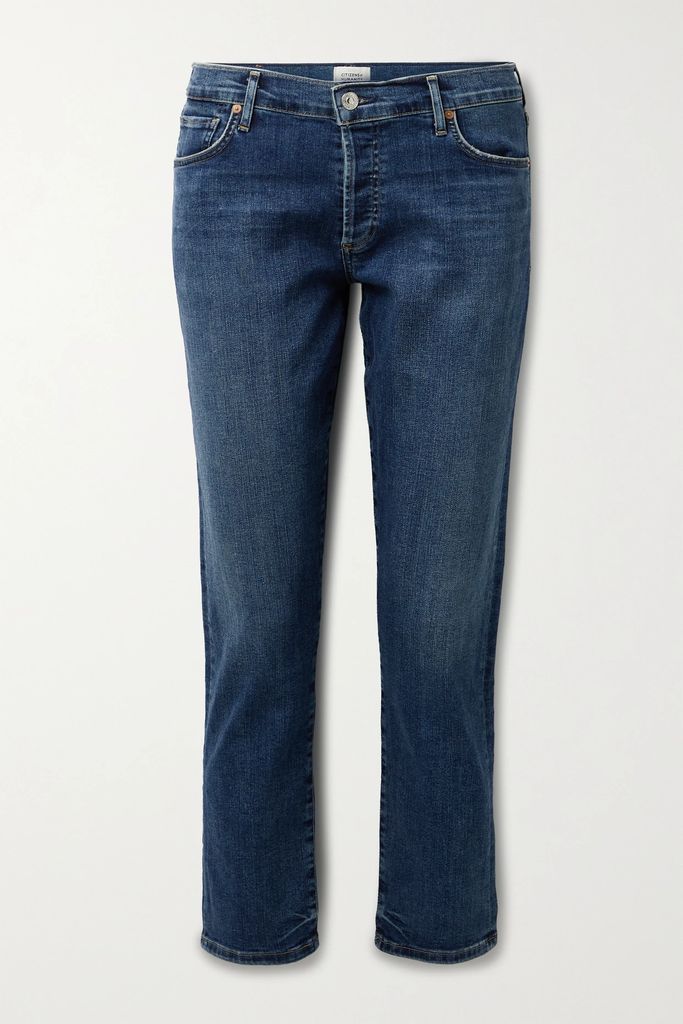 Emerson Distressed Mid-rise Straight-leg Jeans - Blue
