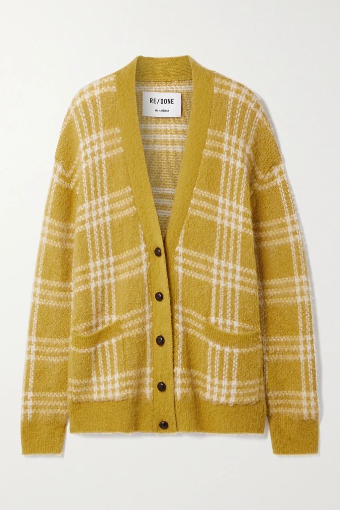 90s Checked Knitted Cardigan - Marigold