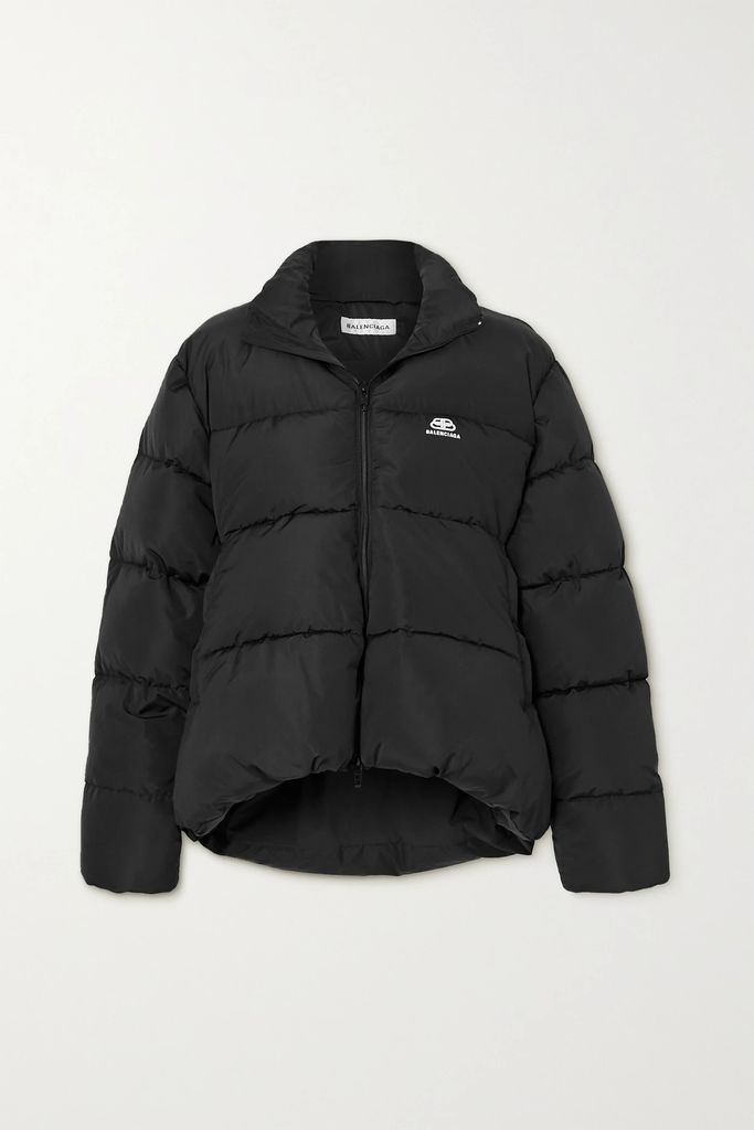 Oversized Quilted Shell Jacket - Black