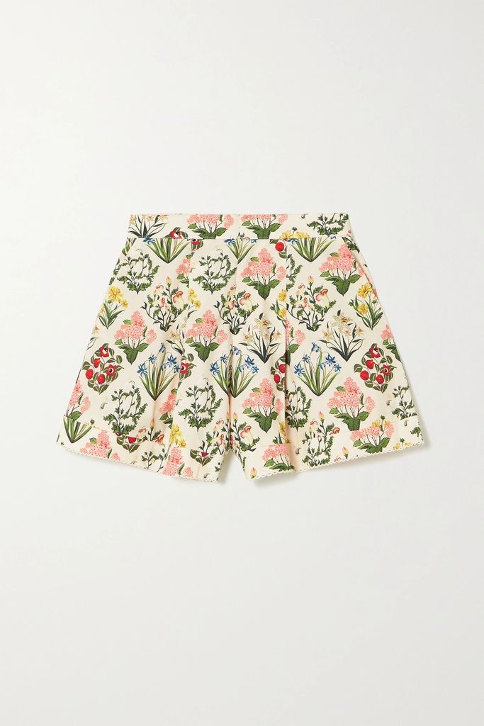 Toronjil Floral-print Organic Cotton-poplin Shorts - White