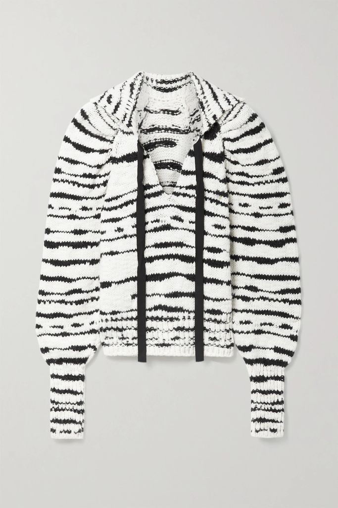 Nicola Striped Merino Wool Sweater - Zebra print