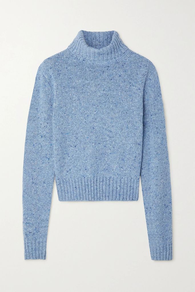 60s Slim Recycled Wool-blend Turtleneck Sweater - Blue