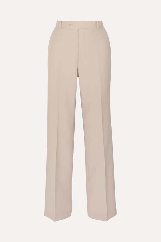 Woven Wide-leg Pants - Cream