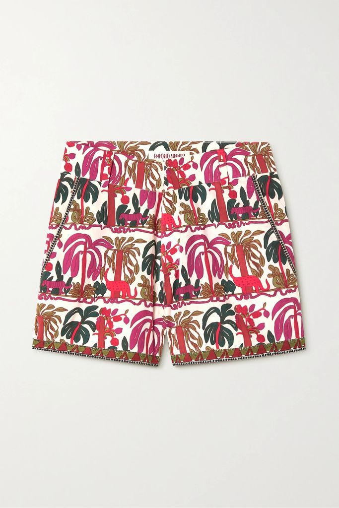 Where Is My Head At Printed Cotton Shorts - Pink