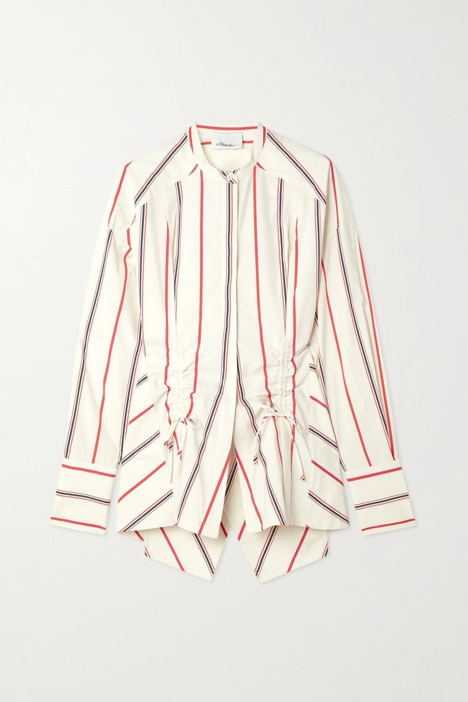 Cutout Striped Poplin Shirt - Ivory