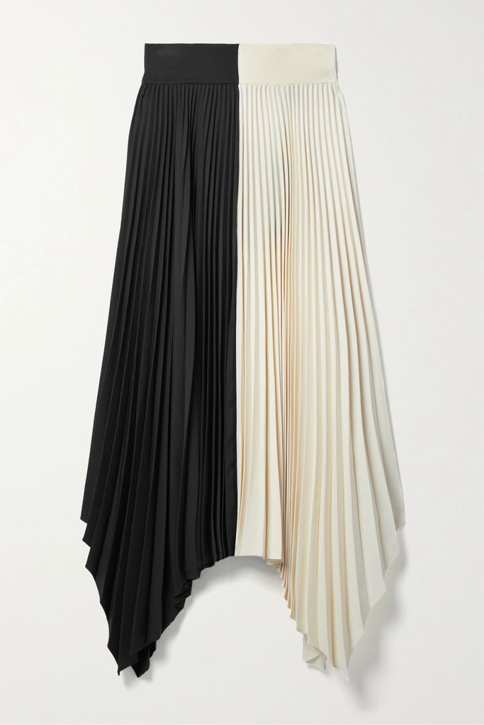 Ade Pleated Crepe Midi Skirt - Black