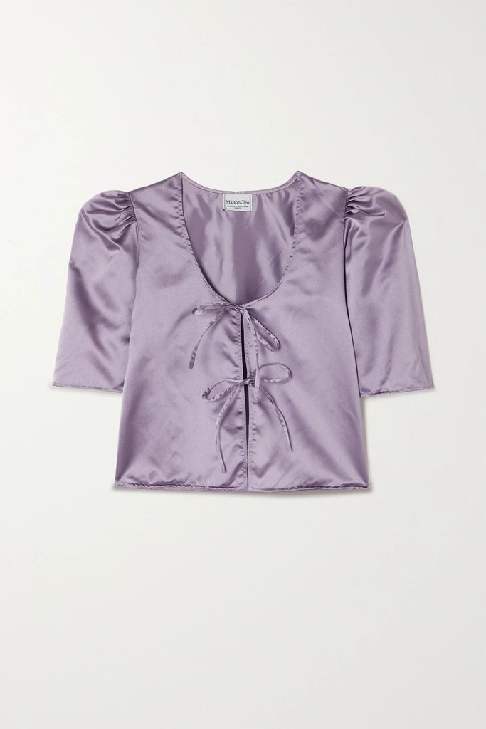 + Net Sustain Agnès Silk Blouse And Hair Tie Set - Lilac