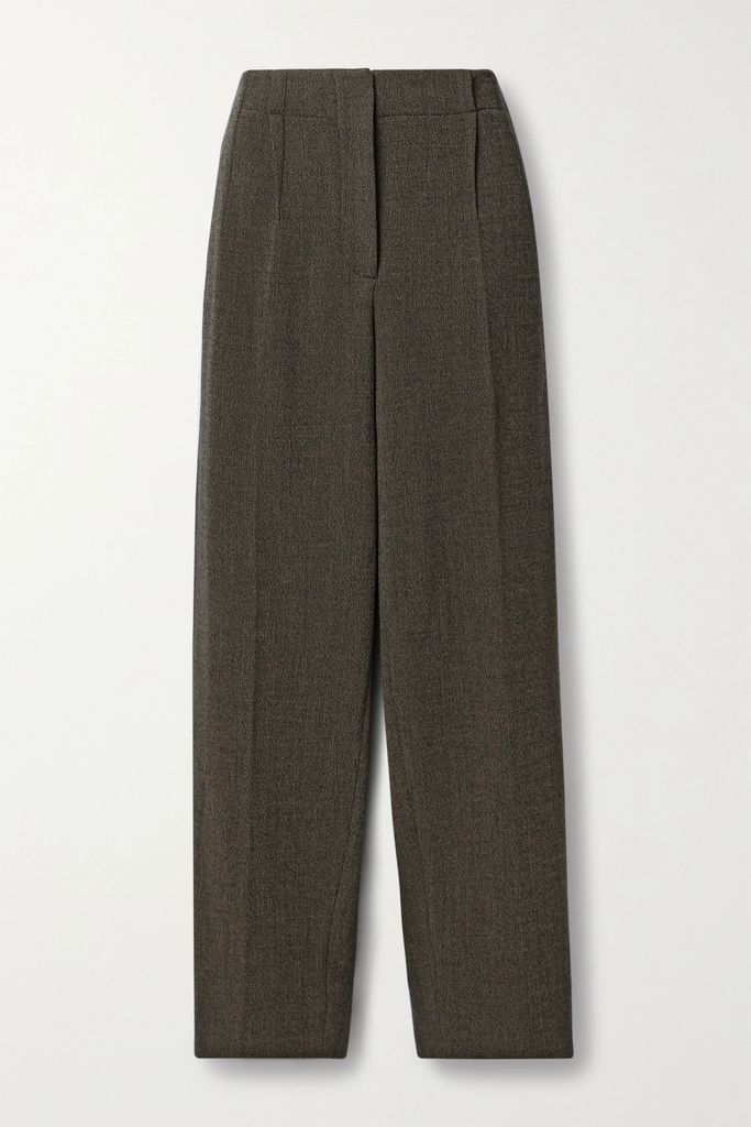 Wool-blend Straight-leg Pants - Dark gray