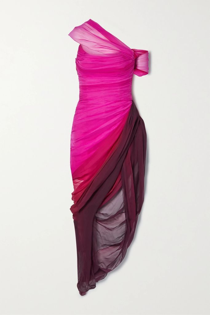 Off-the-shoulder Draped Silk-chiffon Gown - Pink