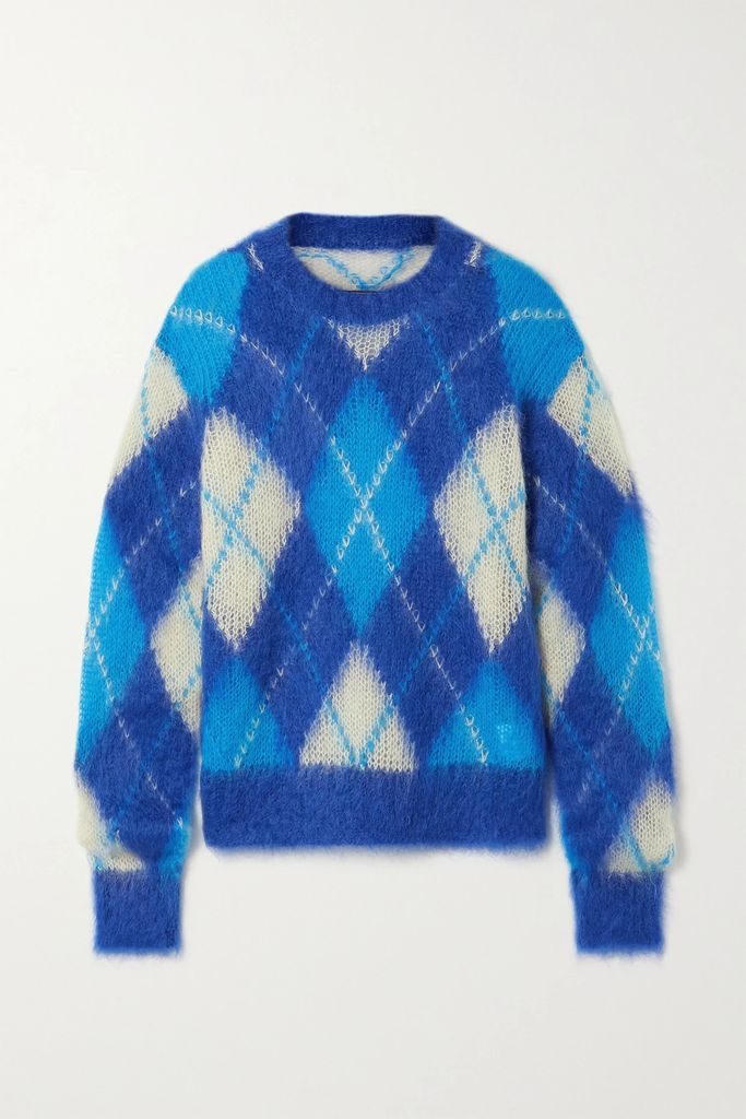Argyle Mohair-blend Sweater - Blue