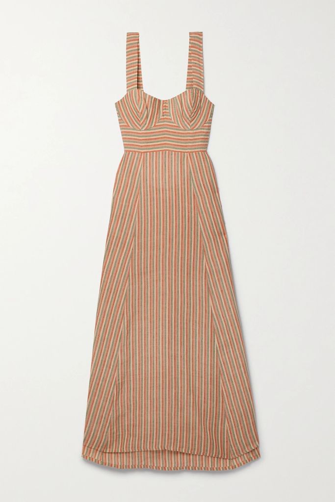 Azzurra Open-back Striped Linen Maxi Dress - Pink