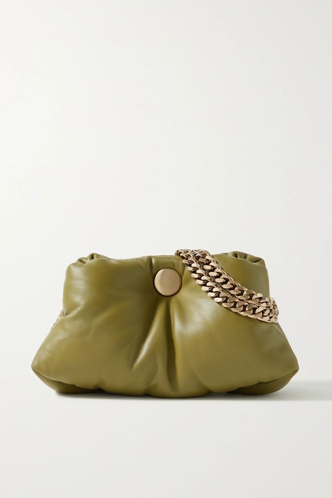 Tobo Padded Leather Shoulder Bag - Sage green