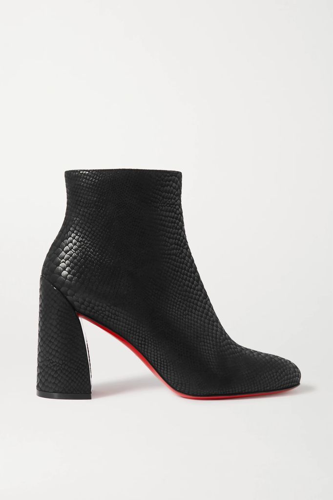 Turela 85 Lizard-effect Leather Ankle Boots - Black