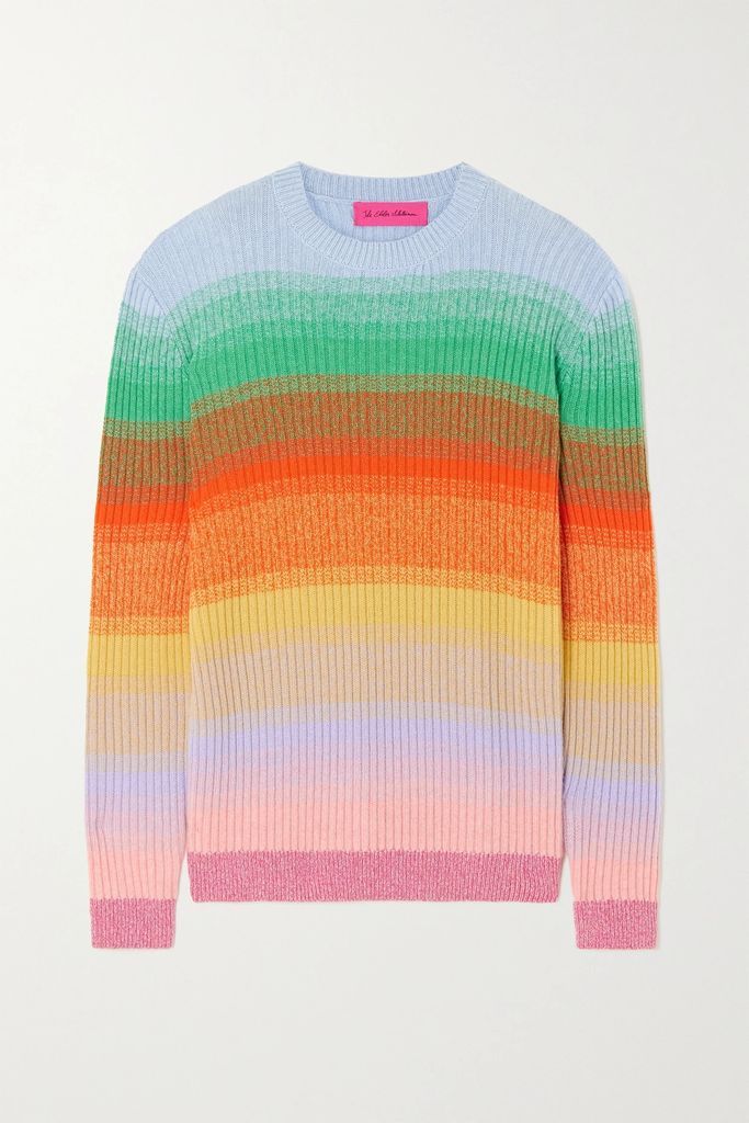 Morphe Striped Ribbed Cashmere Sweater - Pink