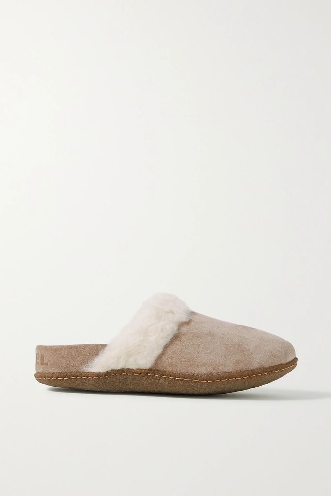 Nakiska Faux Shearling-lined Suede Slippers - Taupe