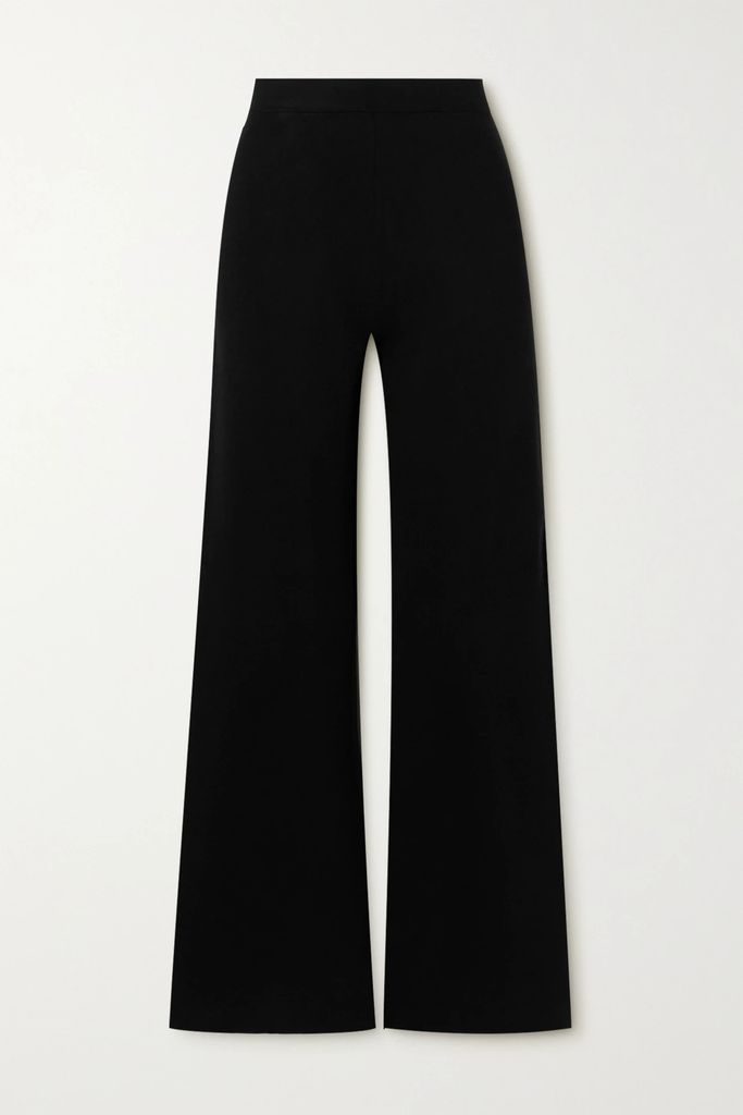 Stretch Silk-blend Flared Pants - Black