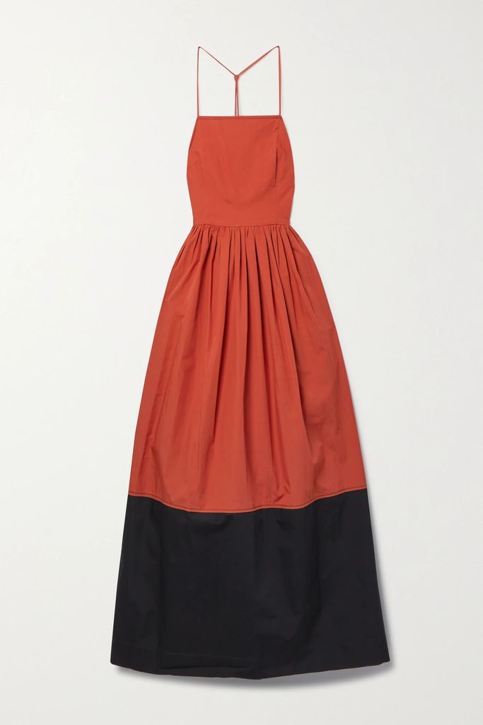 + Net Sustain Two-tone Cotton-poplin Halterneck Maxi Dress - Orange