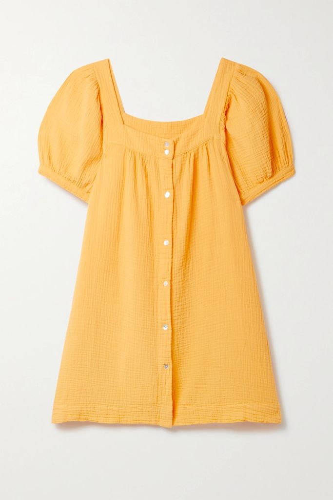 Francoise Cotton-seersucker Mini Dress - Yellow