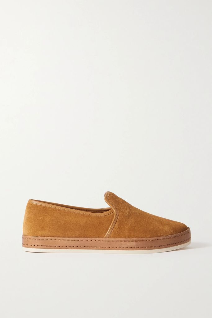 Canella Leather-trimmed Suede Loafers - Tan