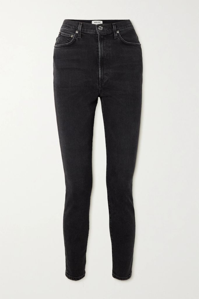 Pinch Waist High-rise Skinny Organic Jeans - Black