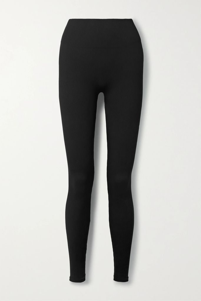 Studio Ribbed Tencel-blend Jersey Leggings - Black