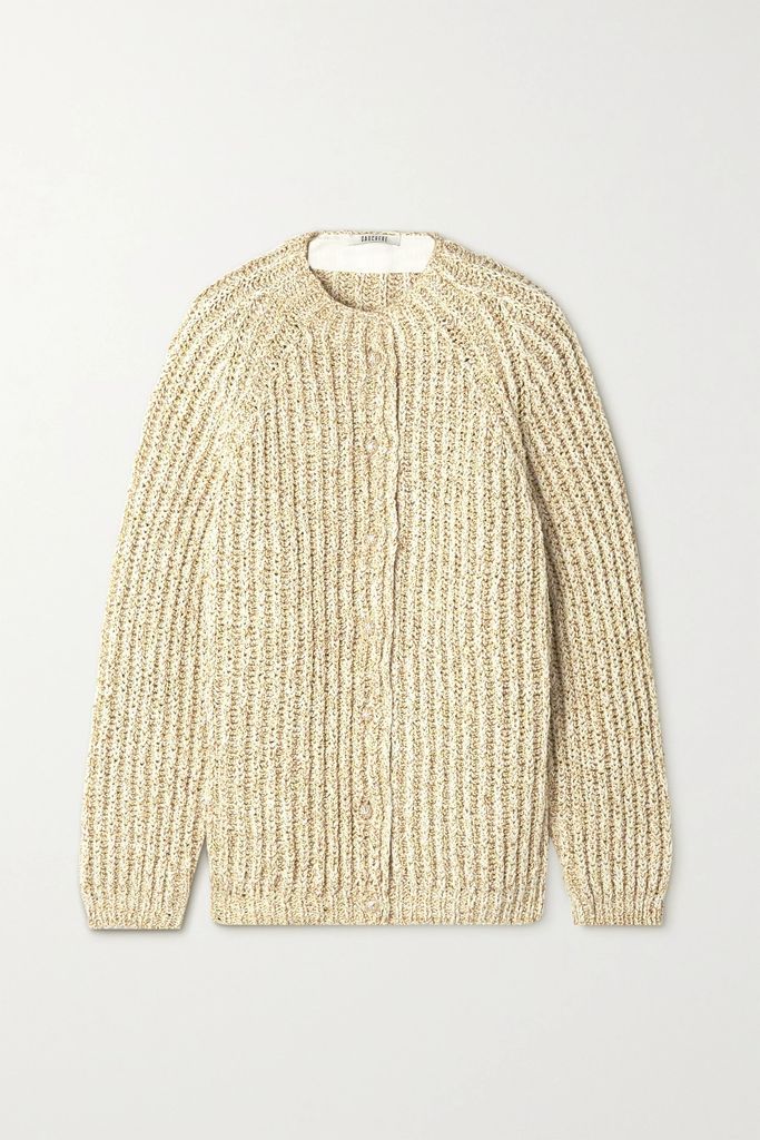Valeska Ribbed-knit Cardigan - Beige